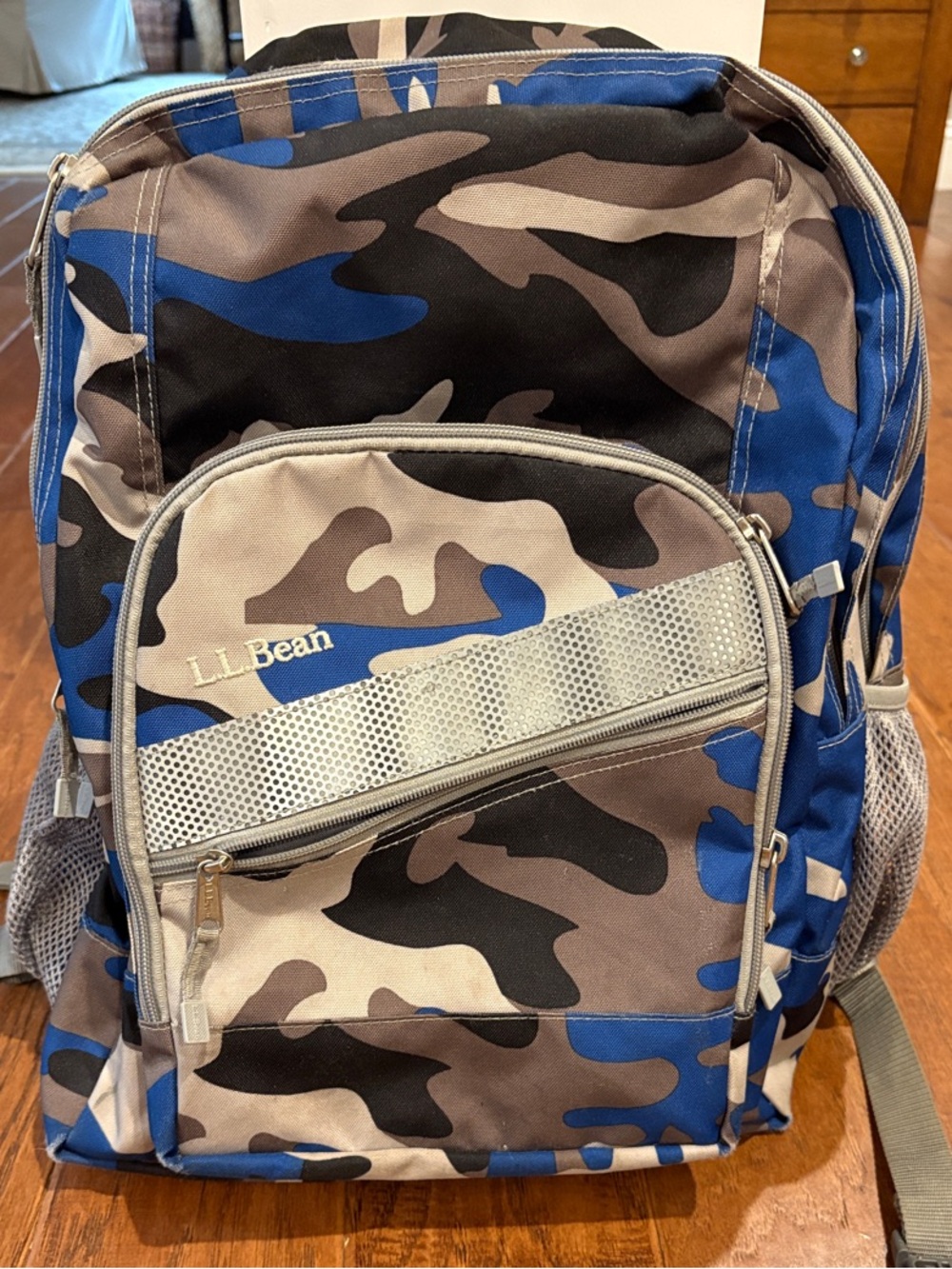 L.L. Bean Deluxe Blue, Black & Gray Camo Backpack